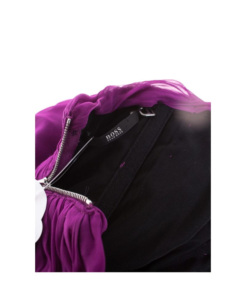 HUGO BOSS Damen Kombination Mantel Kleid Schal Amethyst Gr. DE 36-38 Seide – Foto 3