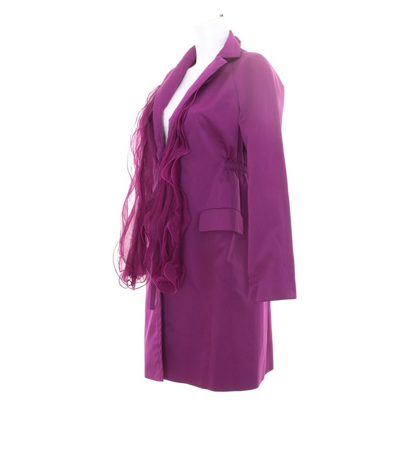 HUGO BOSS Damen Kombination Mantel Kleid Schal Amethyst Gr. DE 36-38 Seide – Foto 4