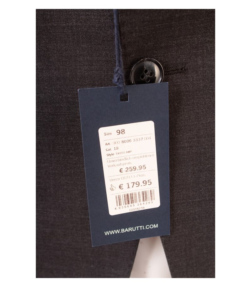 BARUTTI Herren Sakko Jackett Anthrazitgrau Gr. 98/L40 Super 100´S Wolle Neu – Foto 6