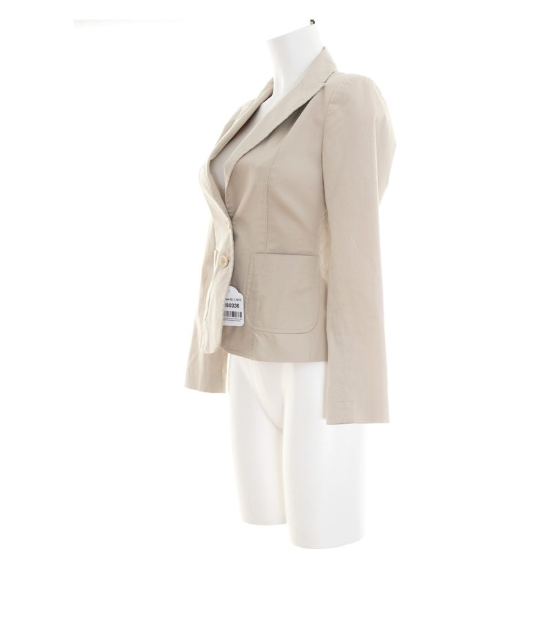 STEFANEL Damen Kostüm Blazer Rock Gr. DE 30 Gr. DE 34 Creme Baumwolle – Foto 3