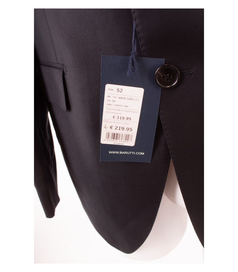 BARUTTI Herren Sakko Jackett Reine Super 150´S Gr. 52 Schwarz Wolle Neu – Foto 6