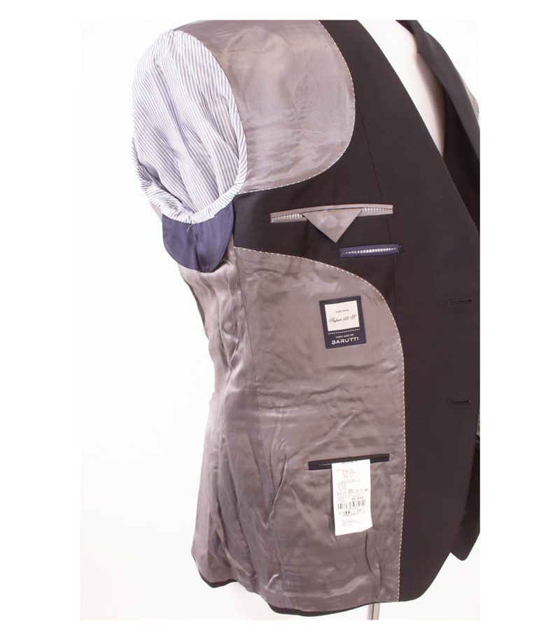 BARUTTI Herren Sakko Jackett Reine Super 150´S Gr. 52 Schwarz Wolle Neu – Foto 8