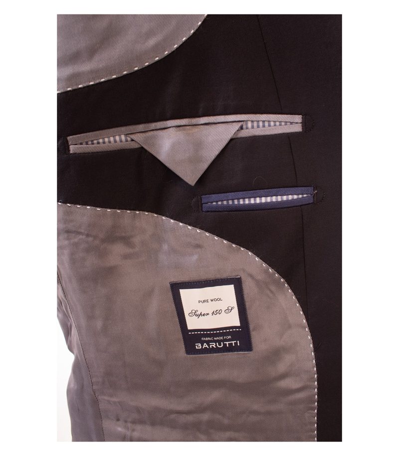 BARUTTI Herren Sakko Jackett Reine Super 150´S Gr. 52 Schwarz Wolle Neu – Foto 9