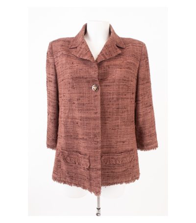 MANUELA FUMAGALLI Damen Offene Blazer Jackett Gr. IT 48 DE 42 Braun Seide