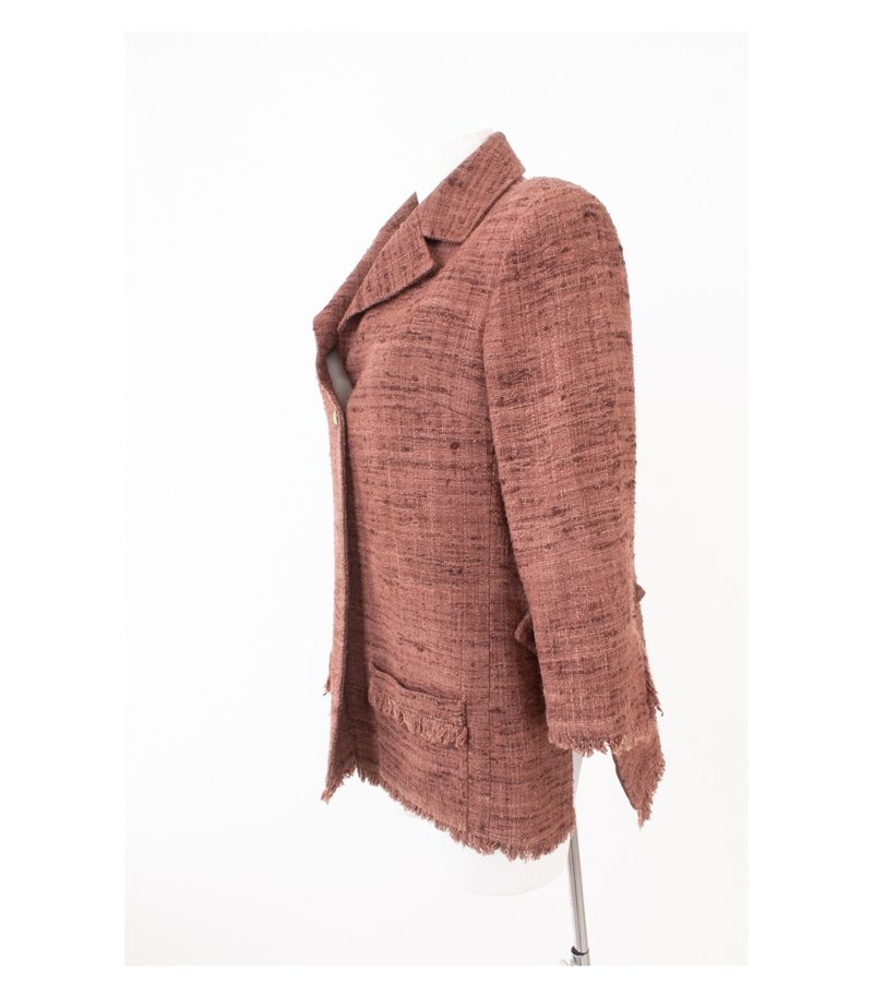 MANUELA FUMAGALLI Damen Offene Blazer Jackett Gr. IT 48 DE 42 Braun Seide – Foto 3