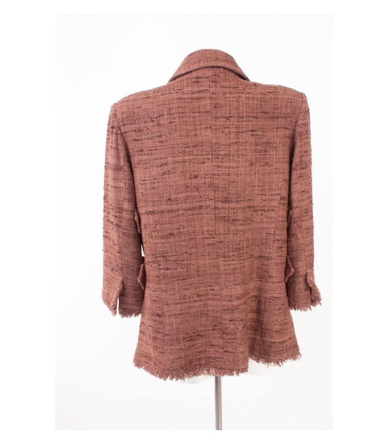 MANUELA FUMAGALLI Damen Offene Blazer Jackett Gr. IT 48 DE 42 Braun Seide – Foto 4