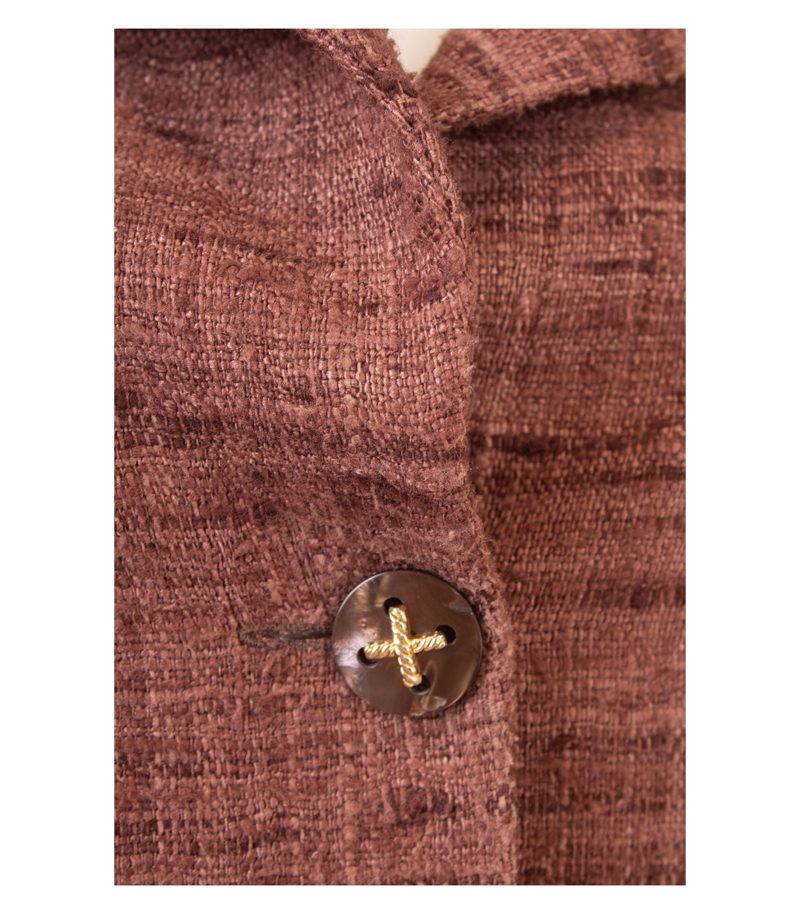 MANUELA FUMAGALLI Damen Offene Blazer Jackett Gr. IT 48 DE 42 Braun Seide – Foto 6