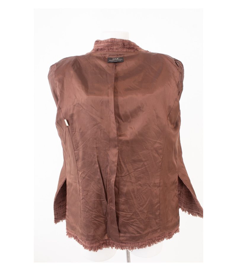 MANUELA FUMAGALLI Damen Offene Blazer Jackett Gr. IT 48 DE 42 Braun Seide – Foto 7