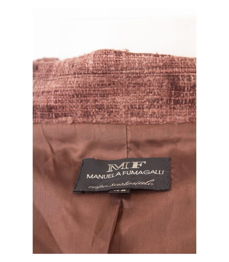 MANUELA FUMAGALLI Damen Offene Blazer Jackett Gr. IT 48 DE 42 Braun Seide – Foto 8