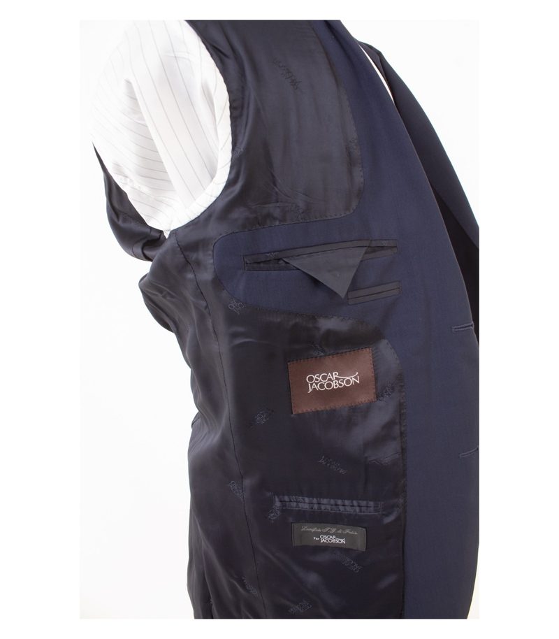Oscar Jacobson Herren Anzug Sakko Hose Gr. 50 Super 100´S Blau Wolle – Foto 8