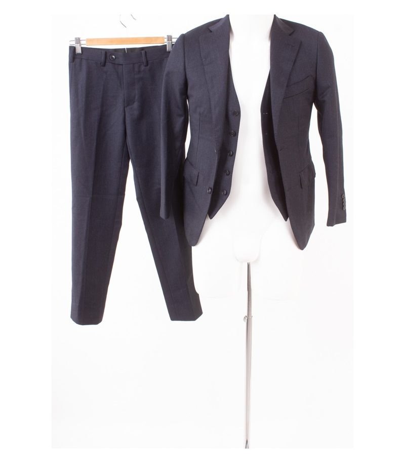 SUITSUPPLY Herren 3 tgl.. Anzug Sakko Hose Weste Blau-Schwarz Gr. 42 Reine Wolle – Foto 1