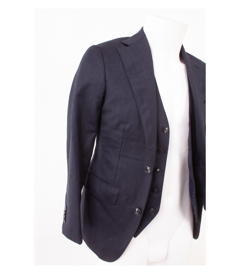 SUITSUPPLY Herren 3 tgl.. Anzug Sakko Hose Weste Blau-Schwarz Gr. 42 Reine Wolle – Foto 4