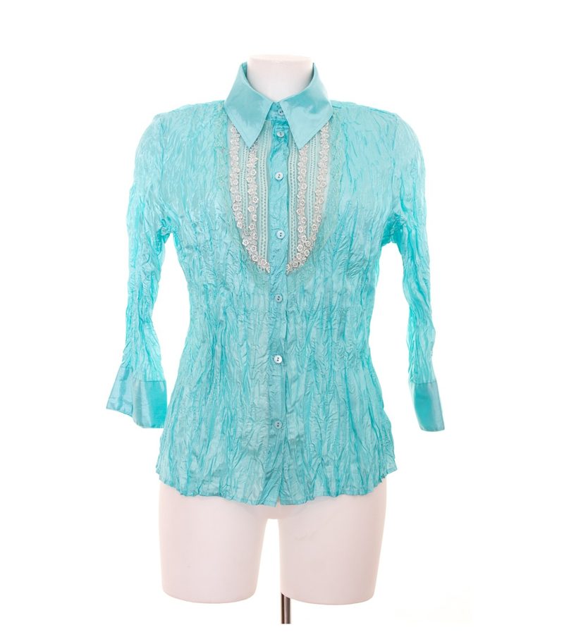 MALVIN Damen Bluse Shirt Gr. DE 42 Crash Türkisblau – Foto 1