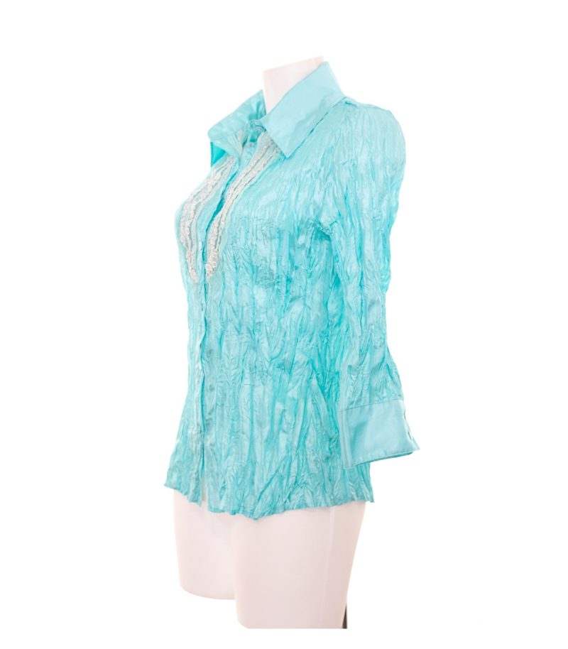 MALVIN Damen Bluse Shirt Gr. DE 42 Crash Türkisblau – Foto 2