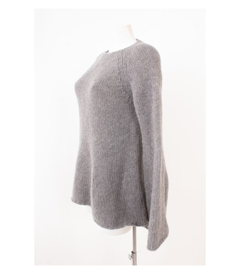 FINE EDGE Damen Pullover M Grobstrick A-Linie Ausgestellte Ärmel Grau Wolle – Foto 3