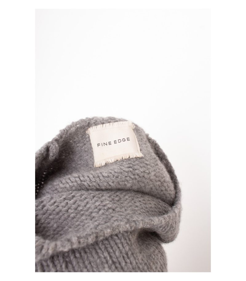 FINE EDGE Damen Pullover M Grobstrick A-Linie Ausgestellte Ärmel Grau Wolle – Foto 5