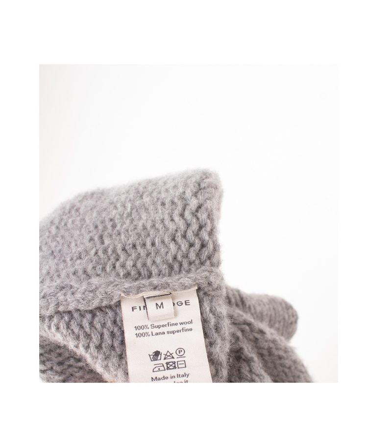 FINE EDGE Damen Pullover M Grobstrick A-Linie Ausgestellte Ärmel Grau Wolle – Foto 6