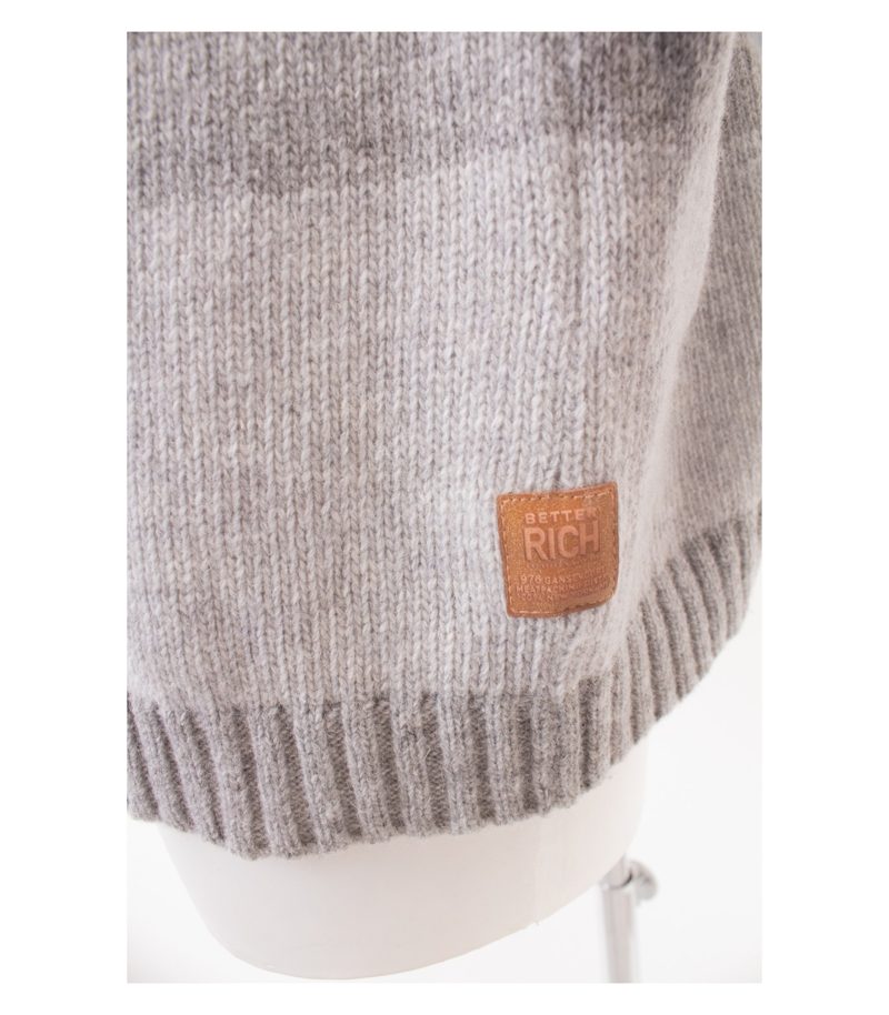 Better Rich Herren Pullover Gestreift Rundhals Mix Gr. XL Grau Wolle – Foto 4