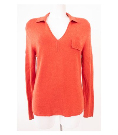 Eric Bompard Damen Pullover 30% V-Ausschnitt Kragen Gr. XL 70% Kaschmir Seide