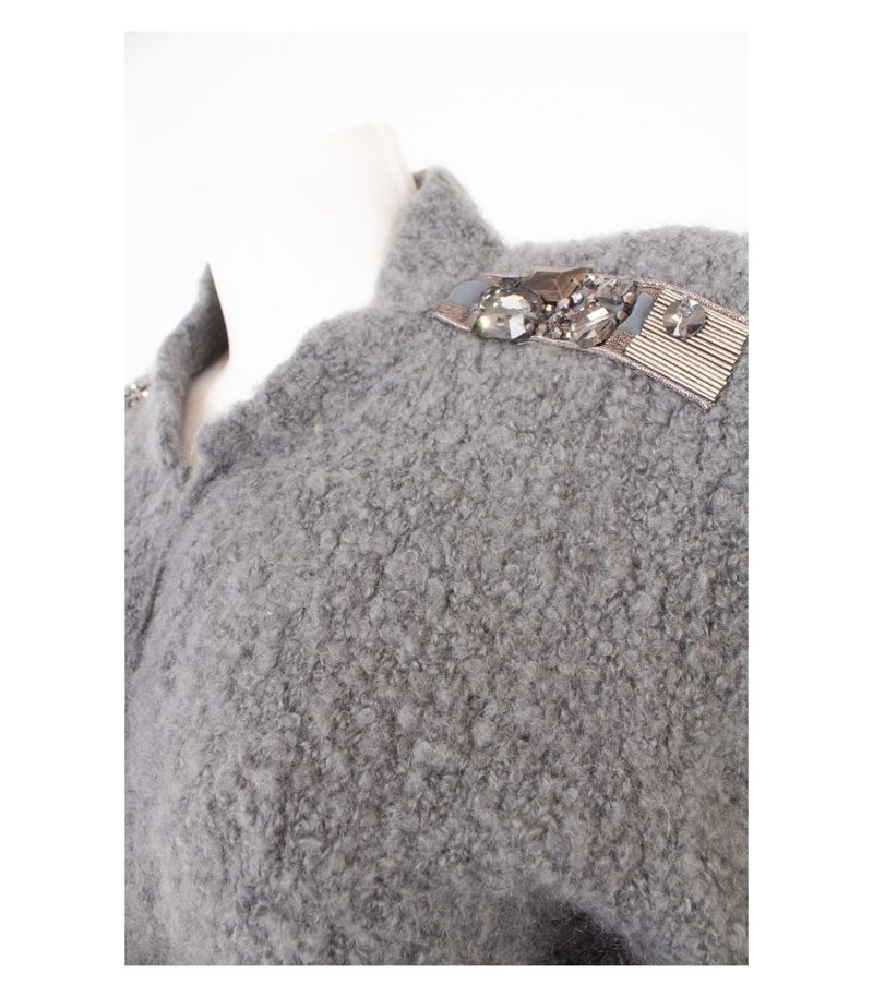 Schumacher Damen Strickjacke Gr. 4 L (DE 42, Long) Grau Mohair Wolle – Foto 5