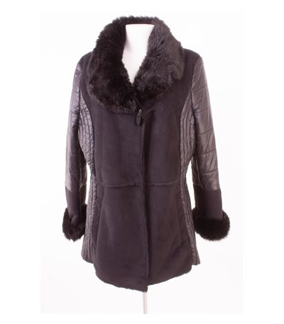 BiBA Damen Winterjacke Steppjacke Kunstfellkragen Warm Gr. 46 Schwarz