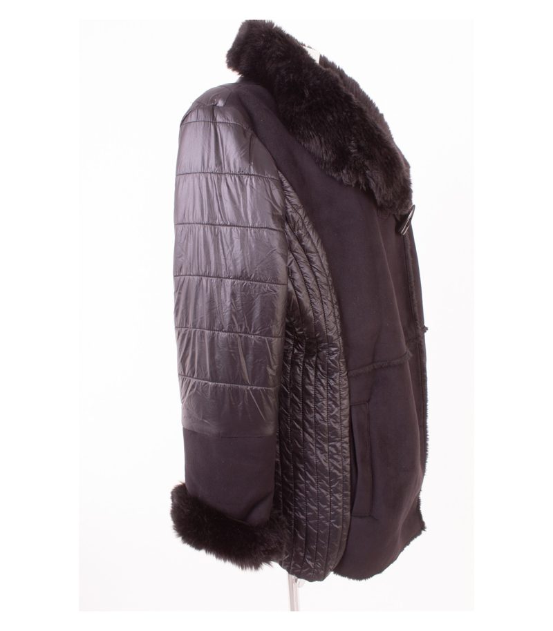 BiBA Damen Winterjacke Steppjacke Kunstfellkragen Warm Gr. 46 Schwarz – Foto 2