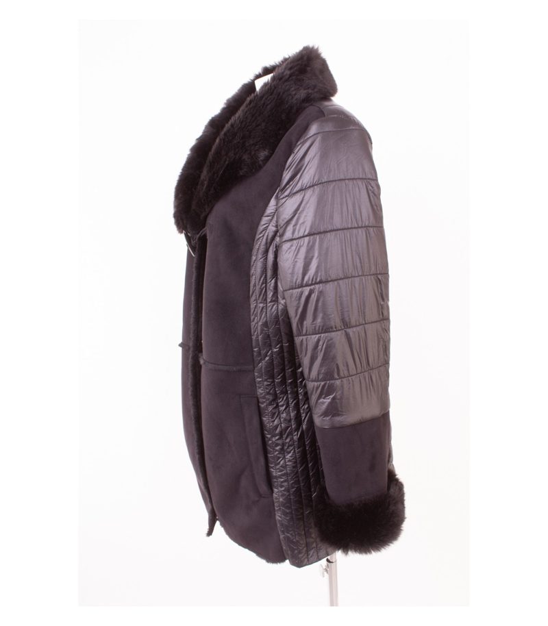 BiBA Damen Winterjacke Steppjacke Kunstfellkragen Warm Gr. 46 Schwarz – Foto 3