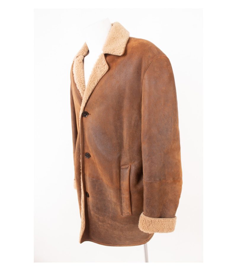 Pearlwood Herren Mantel – Leder-Shearling/Lammfellmantel – Gr. 54/XL Braun – Foto 3