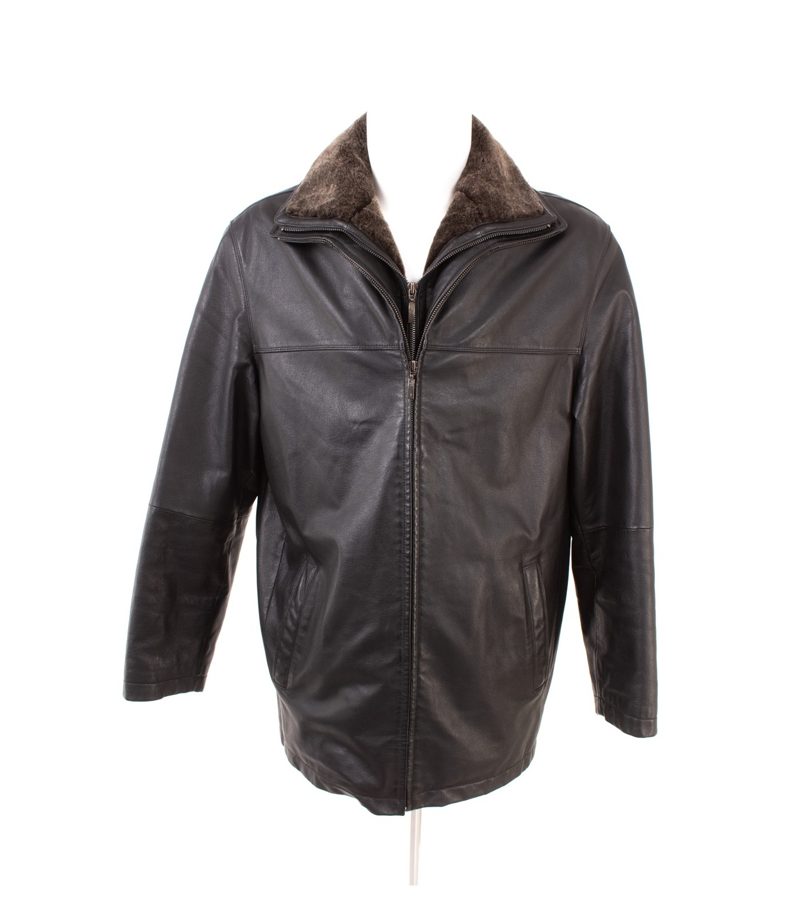Armand Thiery Herren Lederjacke Winter Gr. S Fellkragen Warm Schwarz Echtleder – Foto 1