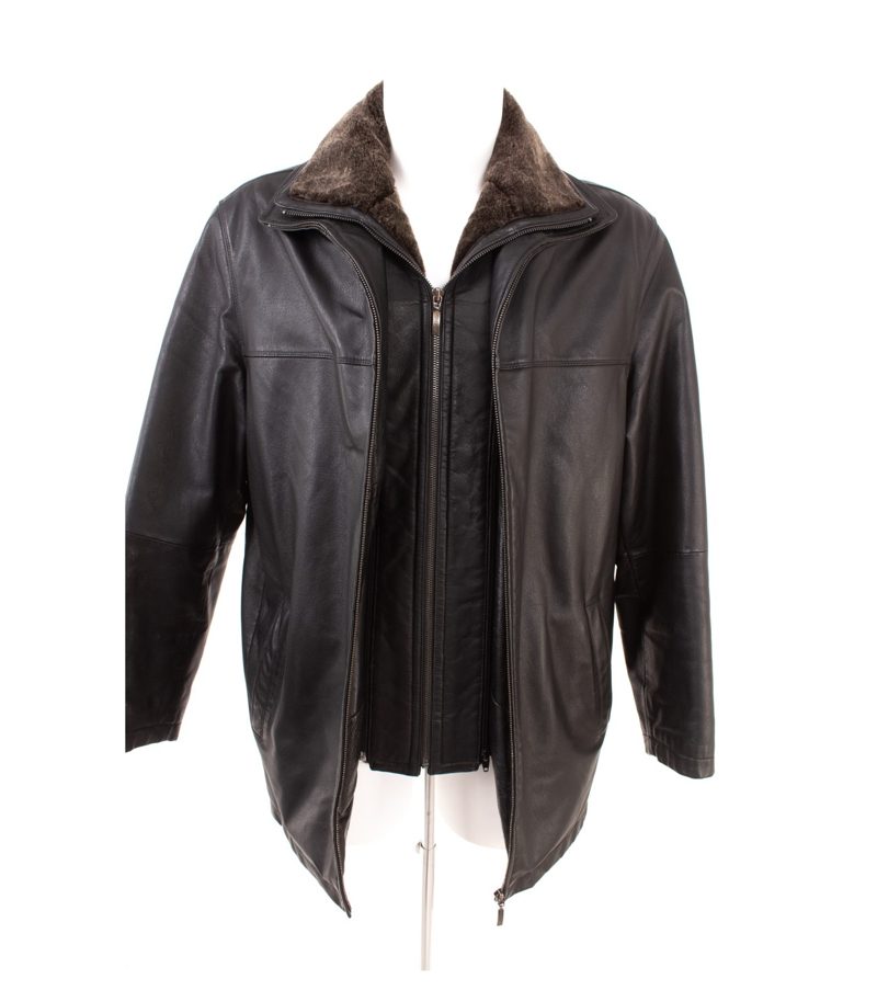 Armand Thiery Herren Lederjacke Winter Gr. S Fellkragen Warm Schwarz Echtleder – Foto 2