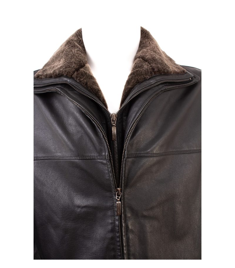 Armand Thiery Herren Lederjacke Winter Gr. S Fellkragen Warm Schwarz Echtleder – Foto 3