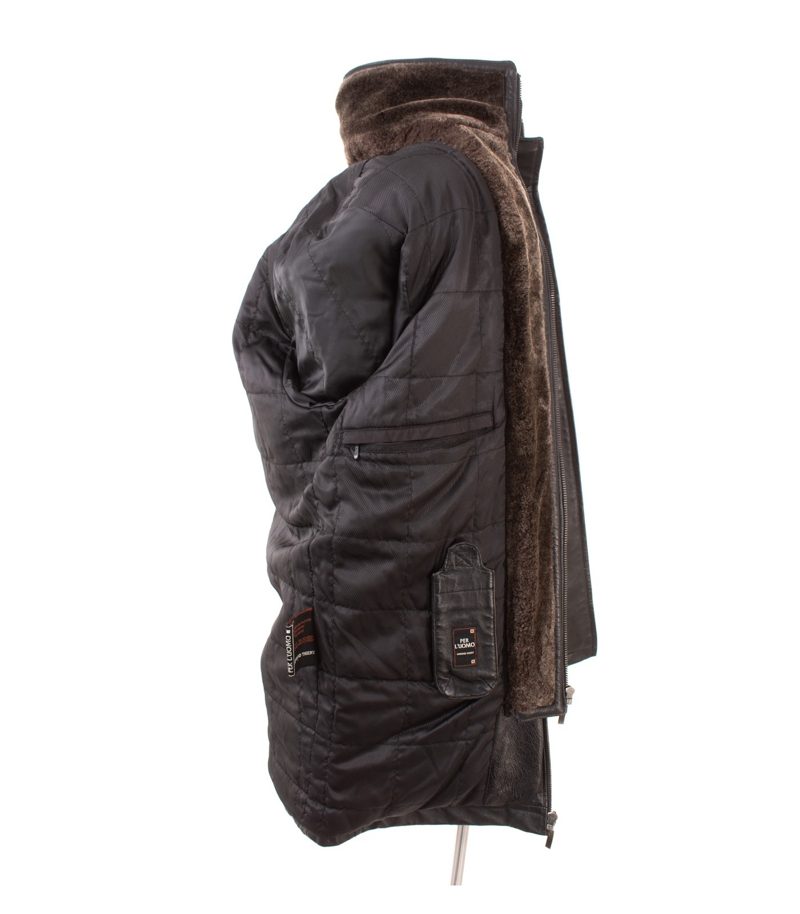 Armand Thiery Herren Lederjacke Winter Gr. S Fellkragen Warm Schwarz Echtleder – Foto 6