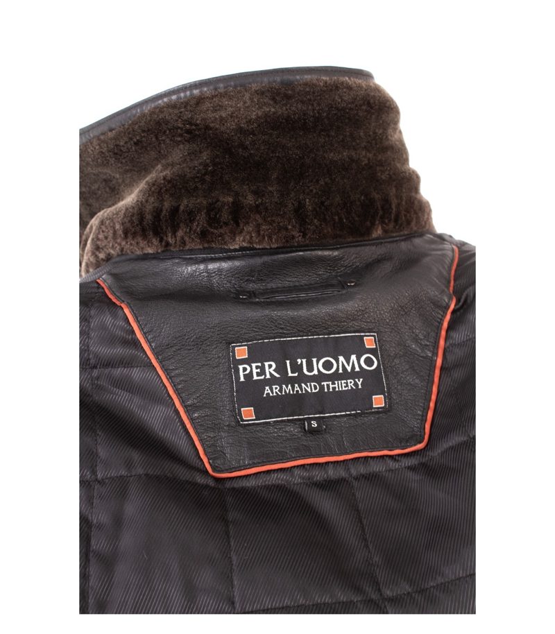 Armand Thiery Herren Lederjacke Winter Gr. S Fellkragen Warm Schwarz Echtleder – Foto 10