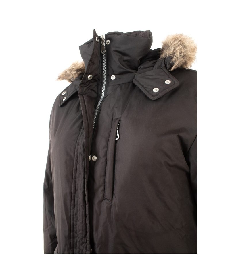 DKNY Damen - Mantel Wintermantel Jacke Kapuze Kunstfell Gr. M Braun Daunen – Foto 5