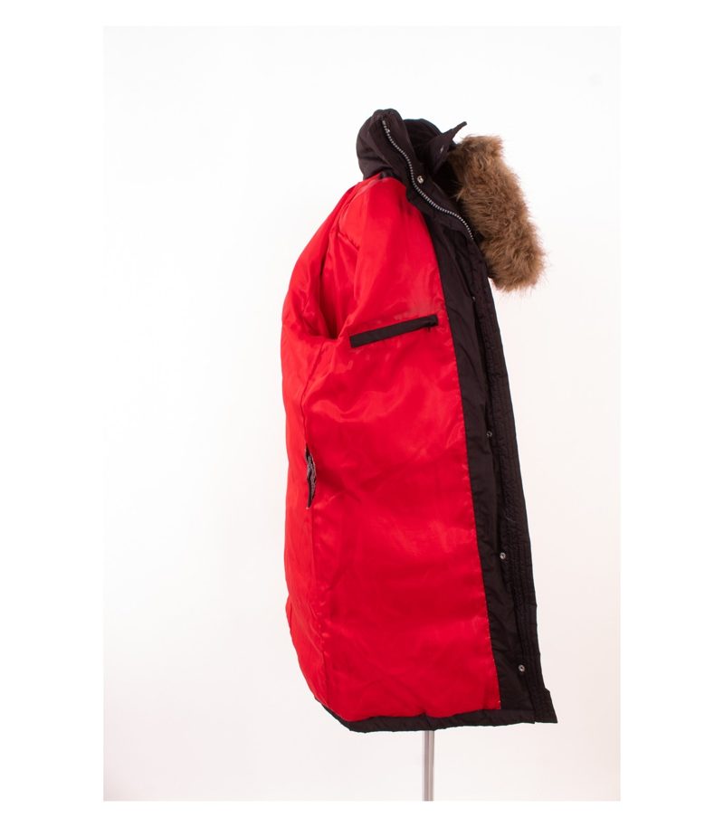 DKNY Damen - Mantel Wintermantel Jacke Kapuze Kunstfell Gr. M Braun Daunen – Foto 9
