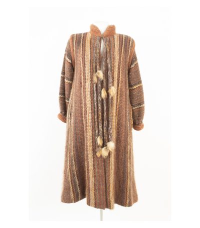 Kay Cosserat Damen Mantel Strickmantel Gr.EU38 Mohair Wolle Fuchs Pelz gefüttert