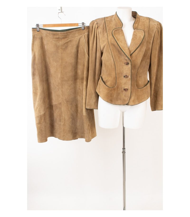 Meindl Damen Leder-Kostüm Trachten Hirschhorn Gr. 44 Veloursleder Braun – Foto 1