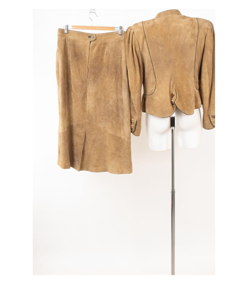 Meindl Damen Leder-Kostüm Trachten Hirschhorn Gr. 44 Veloursleder Braun – Foto 2