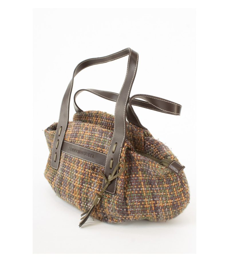 Tommy Hilfiger Damen Tasche Woll-Mischung Lederhenkel Multi-Color Tweed – Foto 4