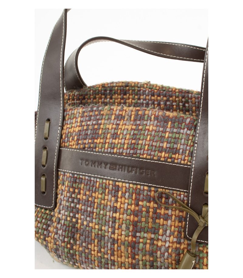 Tommy Hilfiger Damen Tasche Woll-Mischung Lederhenkel Multi-Color Tweed – Foto 5