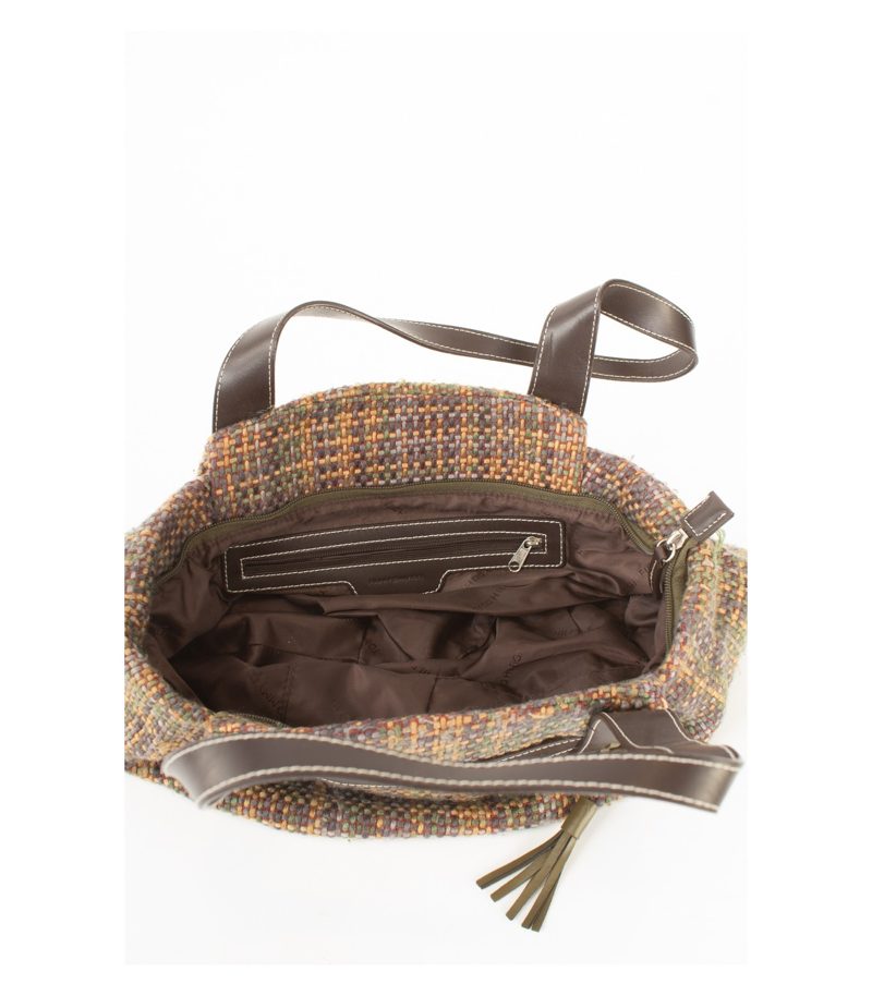 Tommy Hilfiger Damen Tasche Woll-Mischung Lederhenkel Multi-Color Tweed – Foto 6