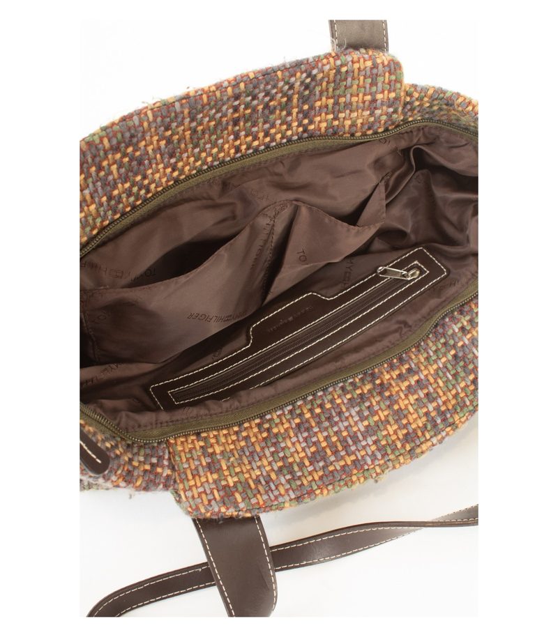 Tommy Hilfiger Damen Tasche Woll-Mischung Lederhenkel Multi-Color Tweed – Foto 7