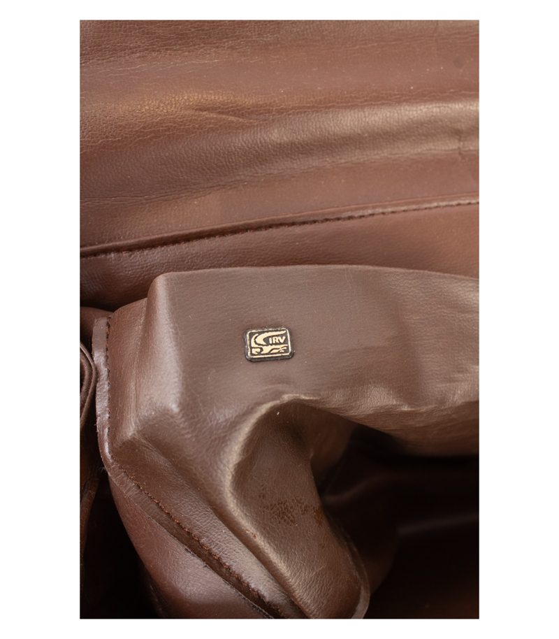 Vintage Damen Handtasche Echt Geprägt Glänzend Edle Klassik Braun Leder – Foto 6