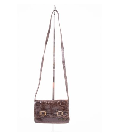 Papillon Paris Damen Umhängetasche Glanz Vintage Braun Leder