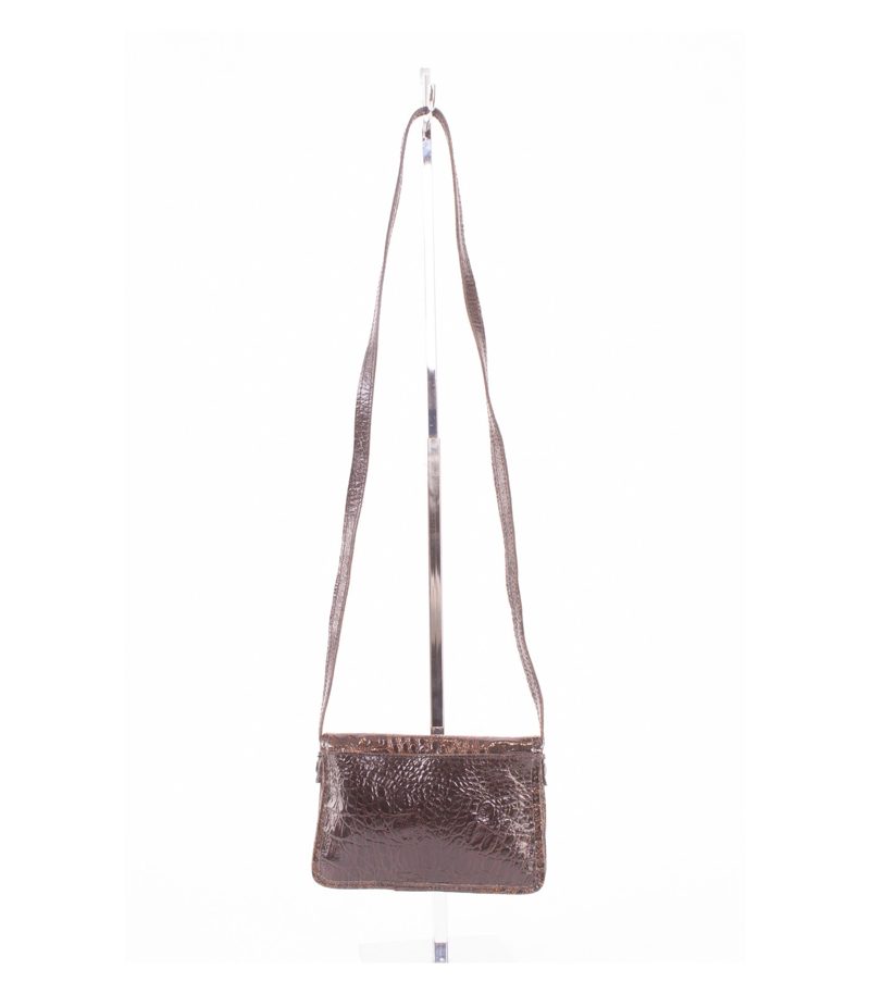 Papillon Paris Damen Umhängetasche Glanz Vintage Braun Leder – Foto 3
