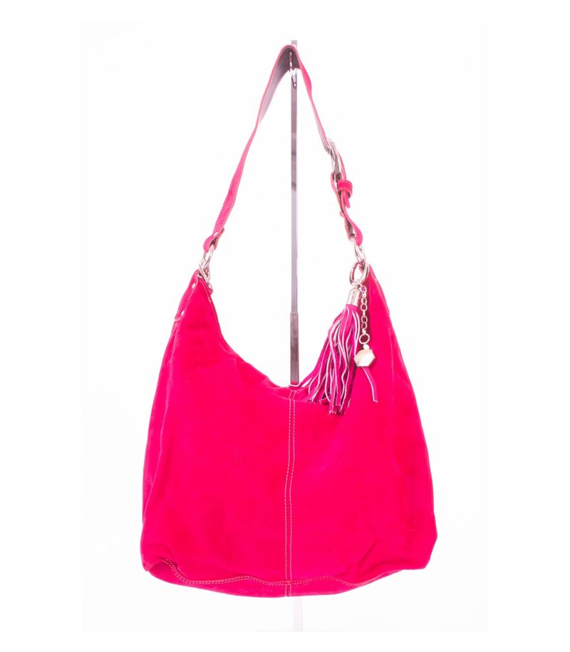 Damentasche Schultertasche Wildleder Quaste & Anhänger Pink – Foto 1