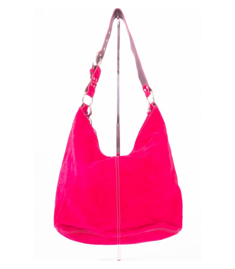Damentasche Schultertasche Wildleder Quaste & Anhänger Pink – Foto 3