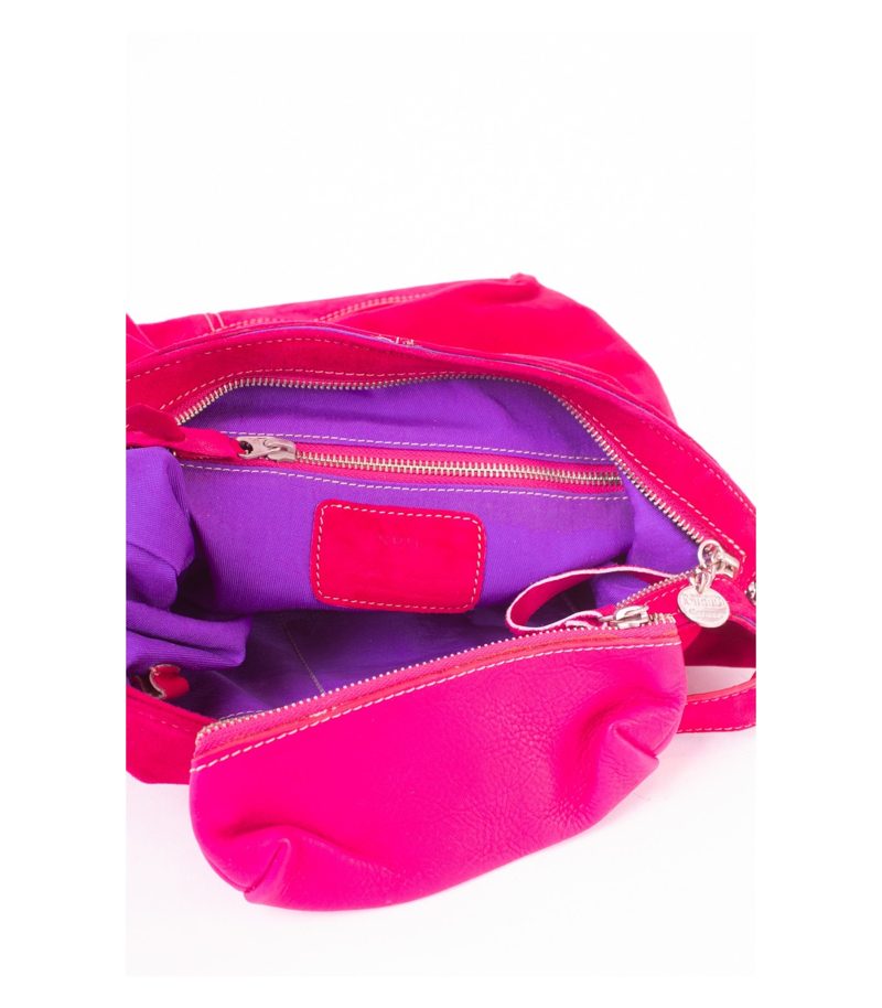 Damentasche Schultertasche Wildleder Quaste & Anhänger Pink – Foto 5