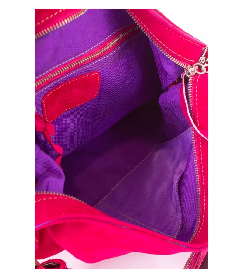 Damentasche Schultertasche Wildleder Quaste & Anhänger Pink – Foto 6