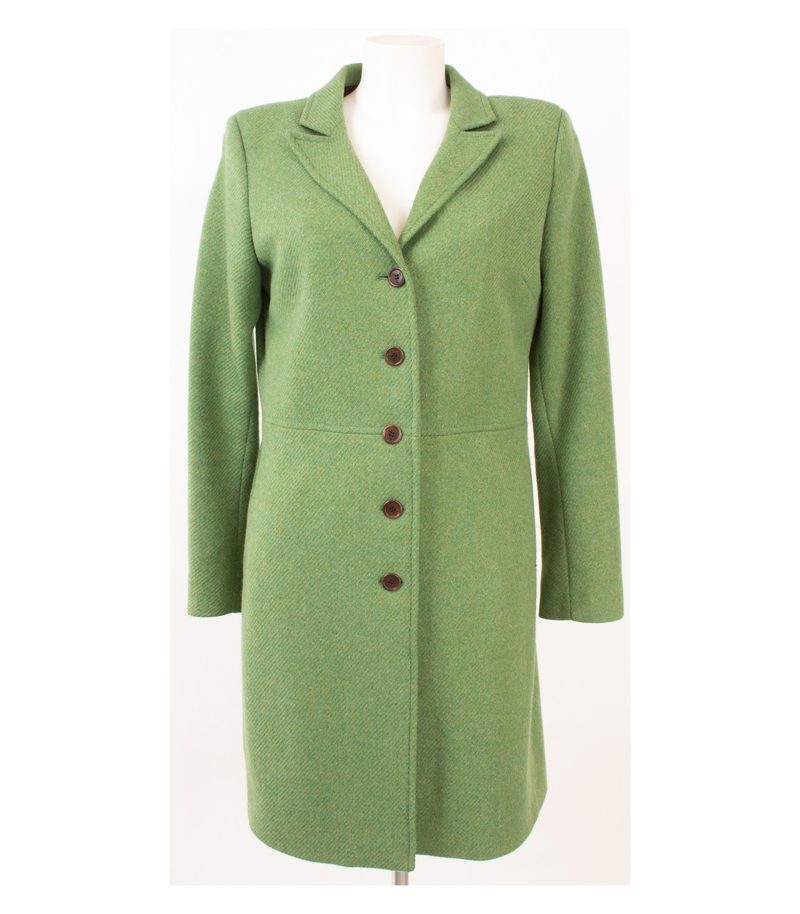 Fay Damen Wollmantel Made in Italy Gr. L 100% Grün Wolle Tweed – Foto 1